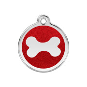 Médaille pailletée Red Dingo rouge motif Os 
