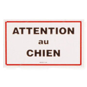 Plaque Attention au chien PVC blanc