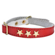 Collier en cuir Étoiles rouge pour chat