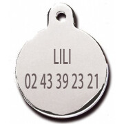 Médaille chien ronde chromée large