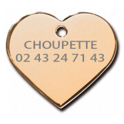 Médaille collier chien Cœur dorée
