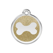 Médaille avec paillettes or motif Os