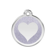 Médaille avec paillettes argentée motif Cœur