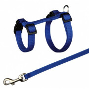 Harnais cochon d'Inde bleu avec laisse