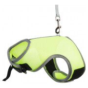 Harnais lapin Soft vert fluo avec laisse