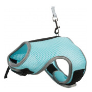 Harnais lapin Soft bleu avec laisse