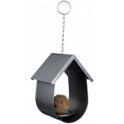 Mangeoire oiseaux boule de graisse métal gris