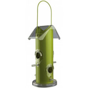 Mangeoire oiseaux distributeur graines métal vert