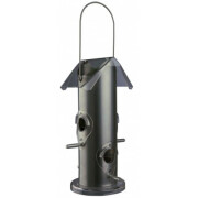 Mangeoire oiseaux distributeur graines métal argent