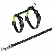 Harnais laisse color motif vert