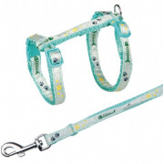 Harnais laisse motif arête bleu