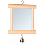Miroir cadre bois oiseau 1 clochette