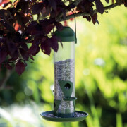 Mangeoire oiseaux extérieure colonne vert 2 perchoirs