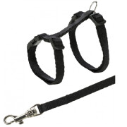 Harnais chat et chaton avec laisse à clip NOIR