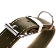 Collier artisanal en cuir Aalborg Spécial olive pour chien