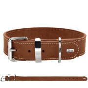 Collier artisanal petit et gros chien Aalborg cognac en cuir,