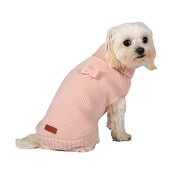 Pull en maille à col roulé rose BELLA