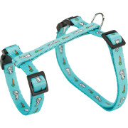 Harnais lapin motifs carottes turquoise avec laisse