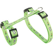 Harnais lapin motifs carottes vert avec laisse 
