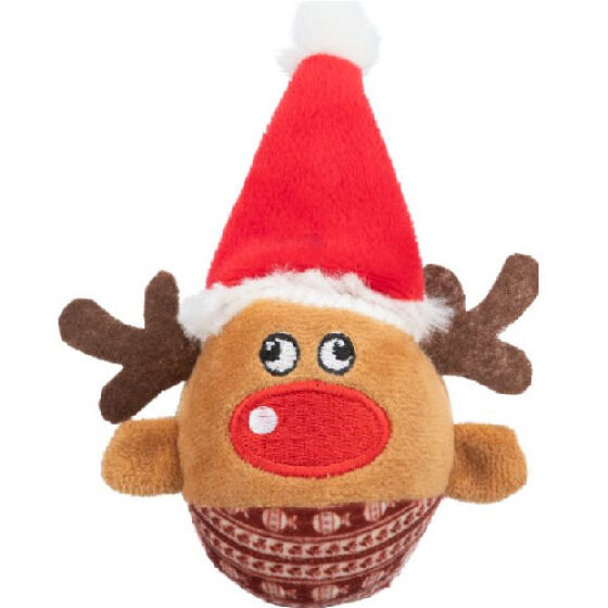 Peluche pour chat renne de Noël avec hochet