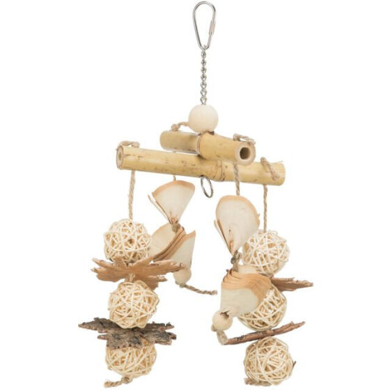 Jouet naturel en bambou pour oiseaux