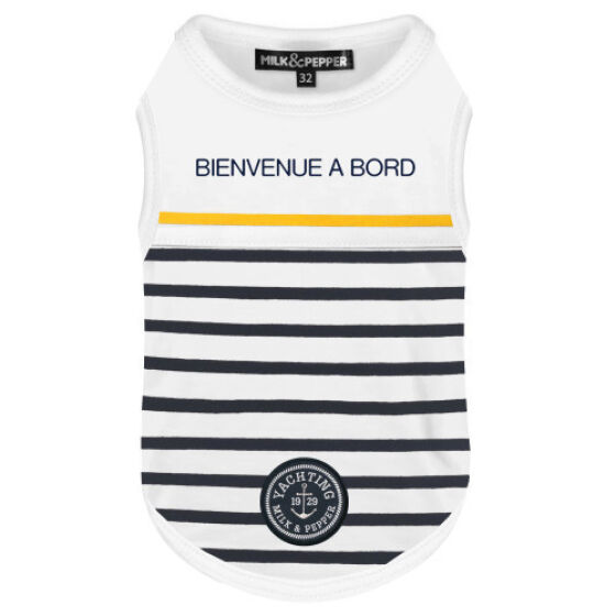 T-shirt pour Teckel Marinière bleu marine