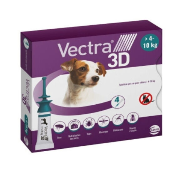 Pipettes anti puce vectra 3D chien de 4 à 10KG