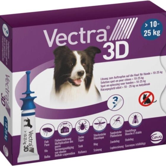 Pipettes anti puce vectra 3D chien de 10 à 25KG
