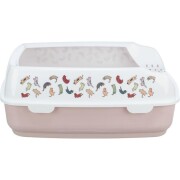 Bac à litière Delio avec rebords Mauve et Blanc