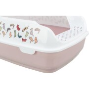 Bac à litière Delio avec rebords Mauve et Blanc