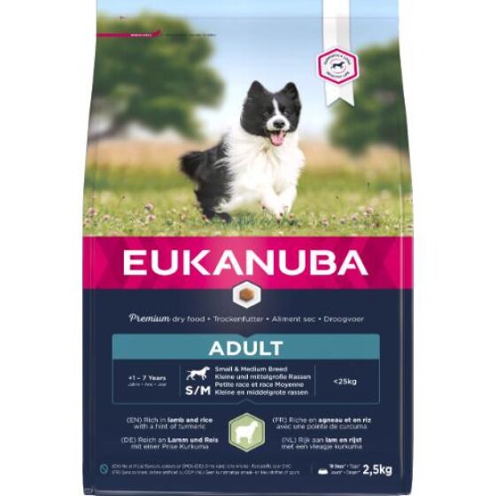 Croquettes Eukanuba adult petit et moyen chien agneau riz
