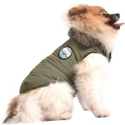 Manteau col fausse fourrure Finlande vert de gris