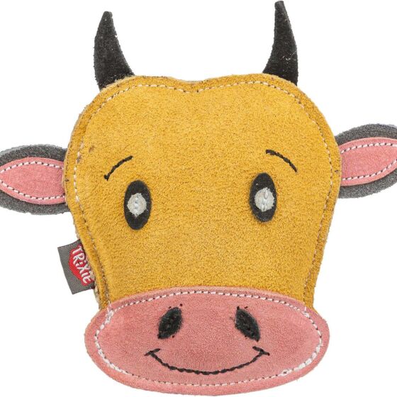 Jouet pour chien tête de vache en cuir véritable