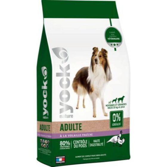 Croquettes sans céréales, Moyennes et grandes races, Dinde 12 kg YOCK NATURE