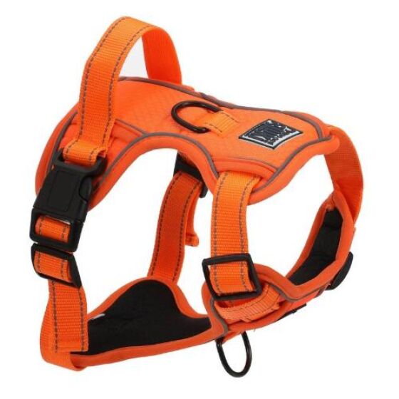 Harnais anti traction ORANGE réfléchissant pour chien