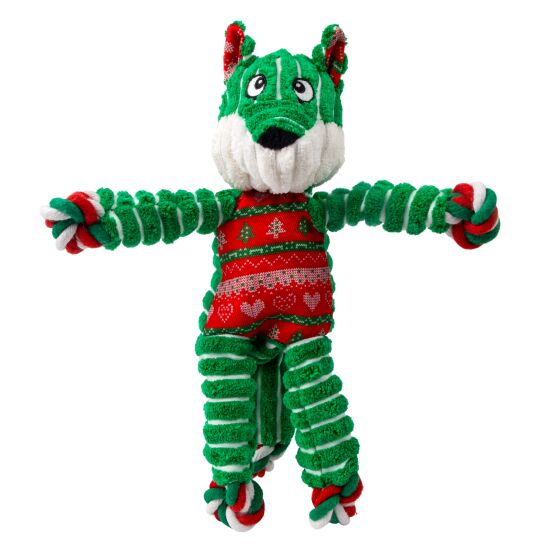 Peluche de Noël KONG Holiday Floppy Knots Fox