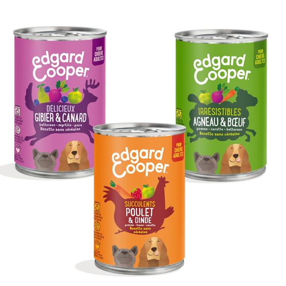 Pack de 6 boîtes de pâtée sans céréales pour chiens adultes