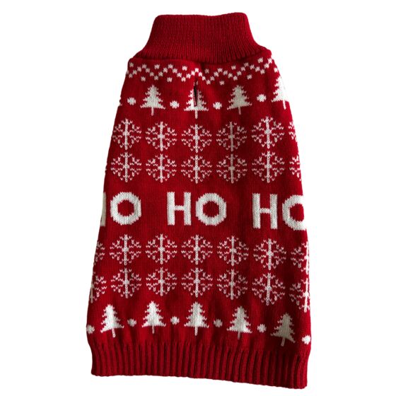 Pull Noël rouge pour chien – déguisement tricoté festif