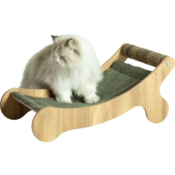 Chaise longue avec griffoir pour chat Boréal en bois FSC