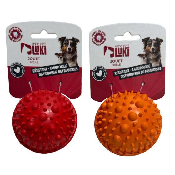 Jouet distributeur de friandises pour chien balle en caoutchouc