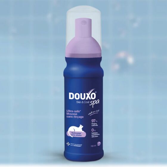 Mousse sans rinçage Douxo Spa hypoallergénique chat 150 ml