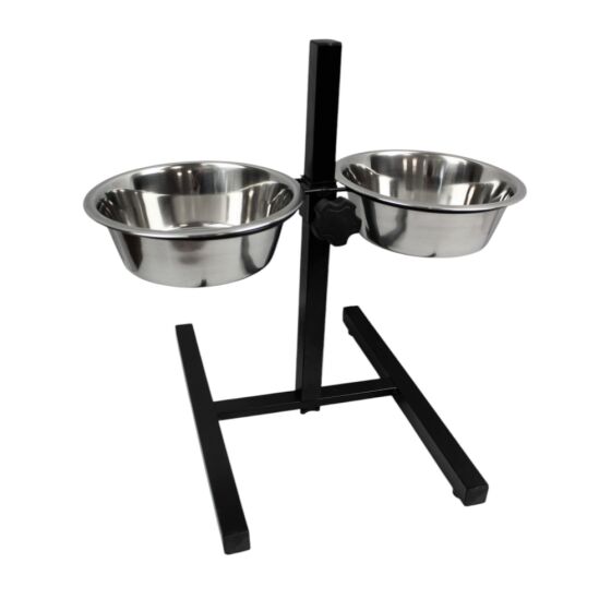 Support réglable en hauteur avec 2 gamelles