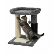 Arbre à chat compact avec plateforme, griffoirs et brosse intégrée